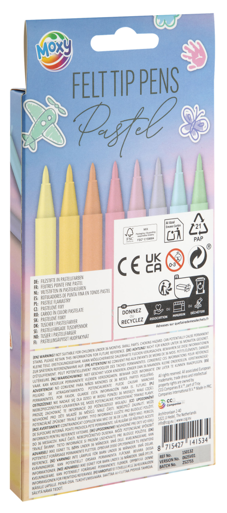 Moxy Viltstiften pastel 8 stuks