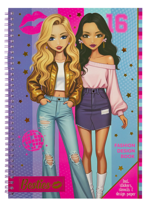 Besties Fashion design book A4 incl stickers en stencils ass