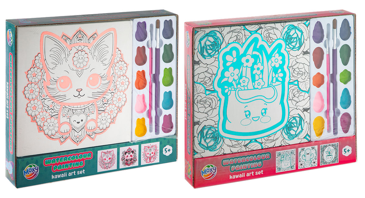 Moxy Aquarel Kawaii verfset 20x20cm assorti