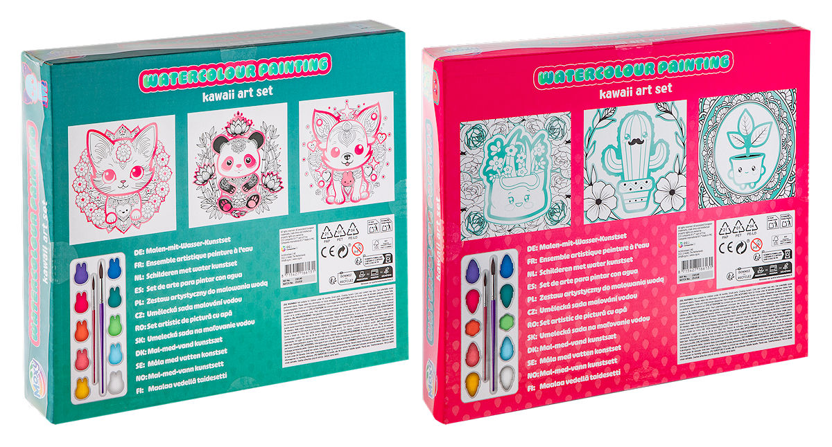 Moxy Aquarel Kawaii verfset 20x20cm assorti