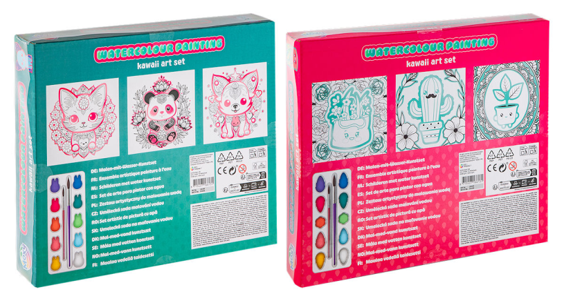 Moxy Aquarel Kawaii verfset 20x20cm assorti