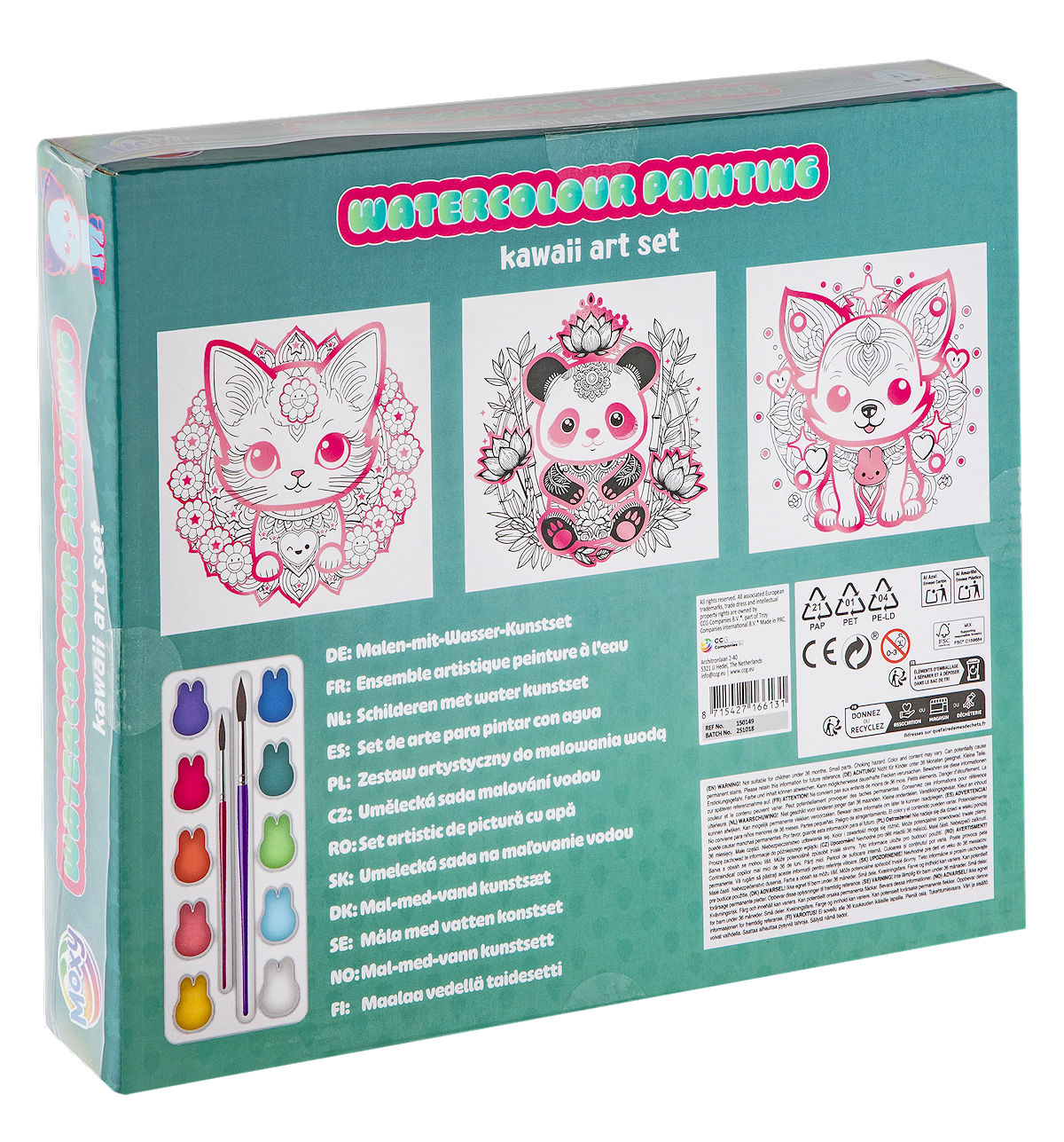 Moxy Aquarel Kawaii verfset 20x20cm assorti