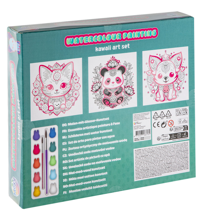 Moxy Aquarel Kawaii verfset 20x20cm assorti