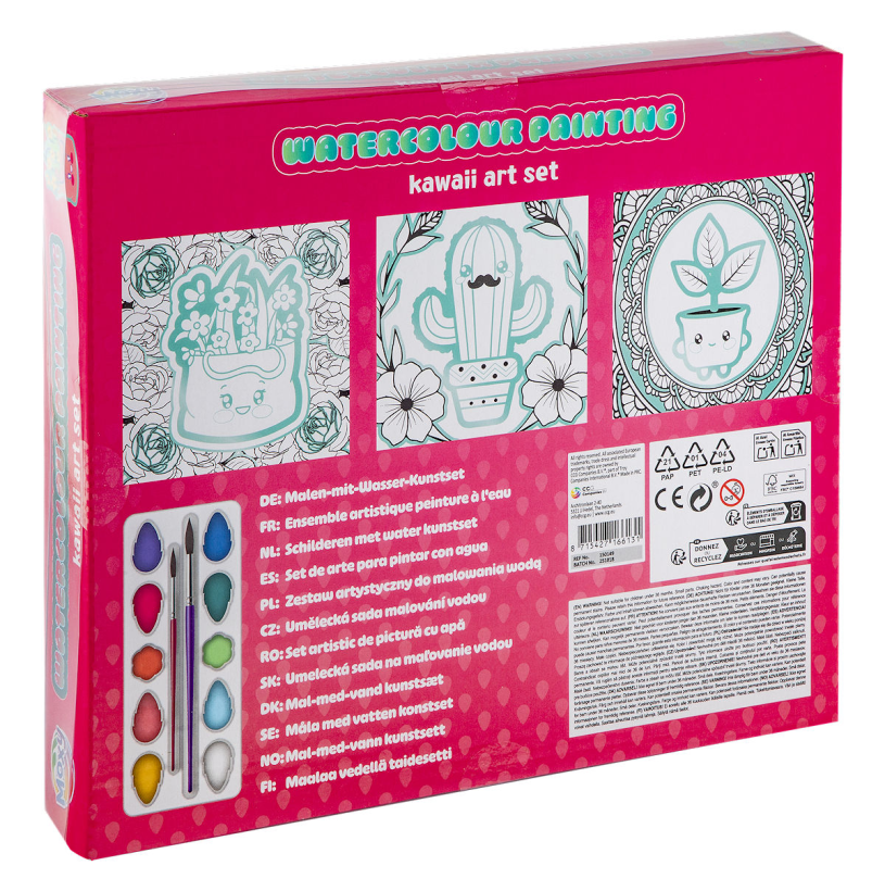 Moxy Aquarel Kawaii verfset 20x20cm assorti