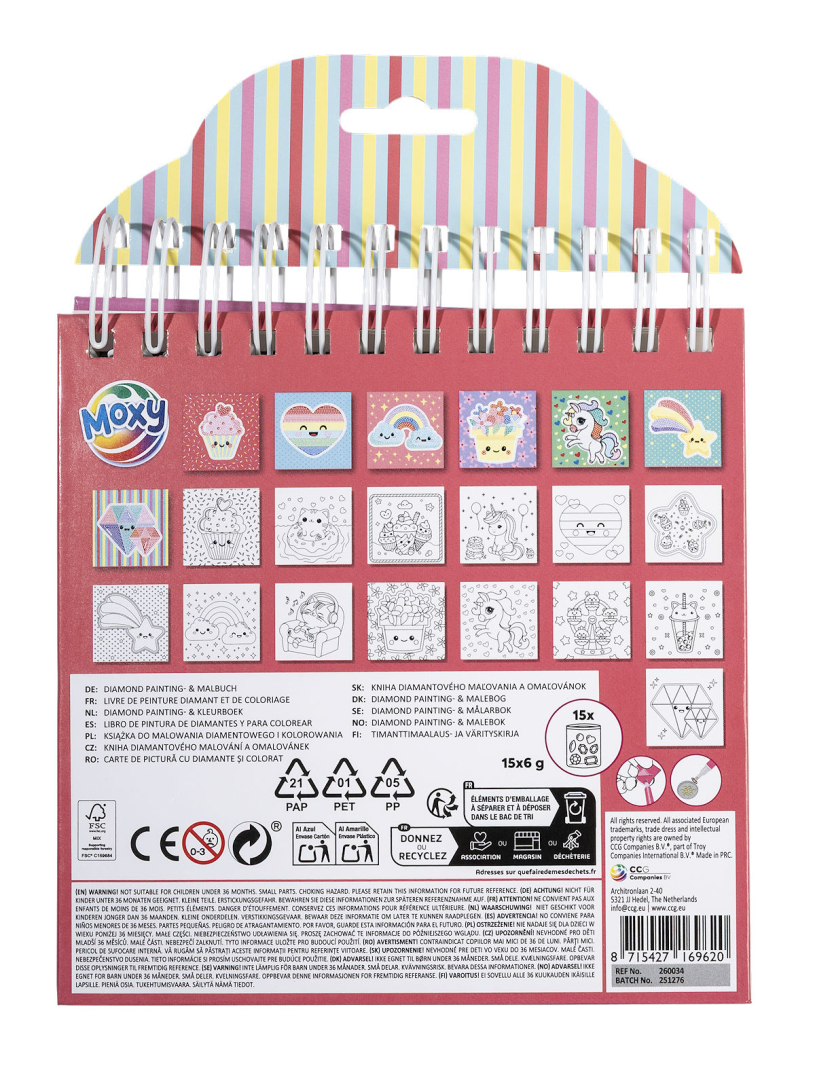 Moxy Diamond painting kleurboek 16x16cm assorti