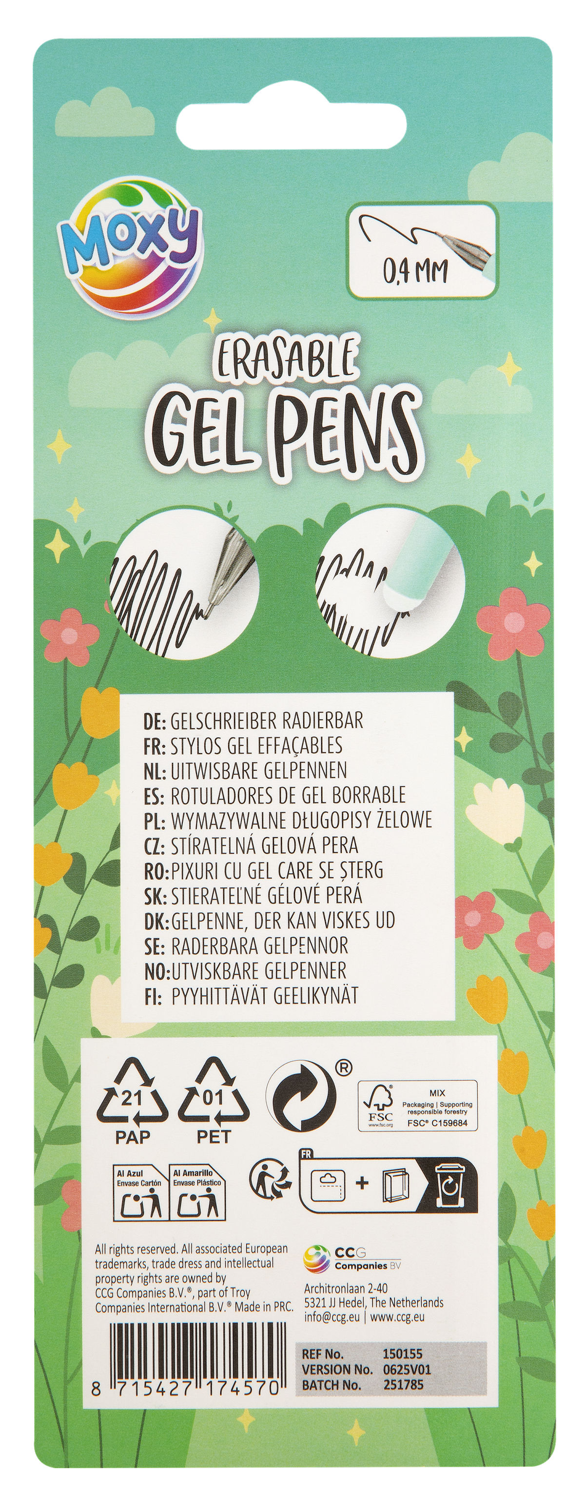 Moxy Gelpen uitwisbaar 3 stuks