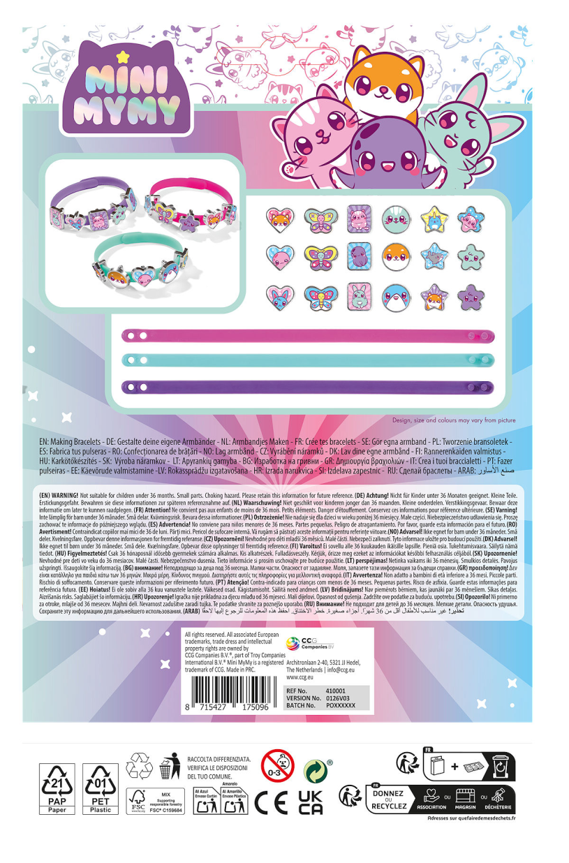 Mini MyMy 3 armbanden en 18 charms