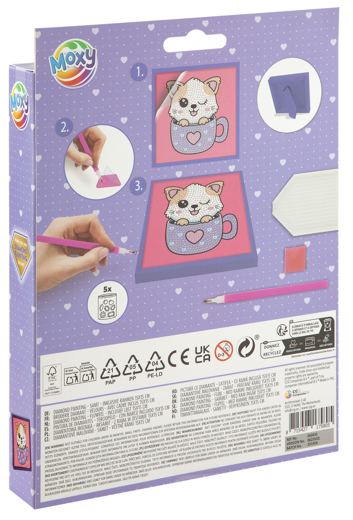 Moxy Diamond painting velvet met frame 15x15cm assorti