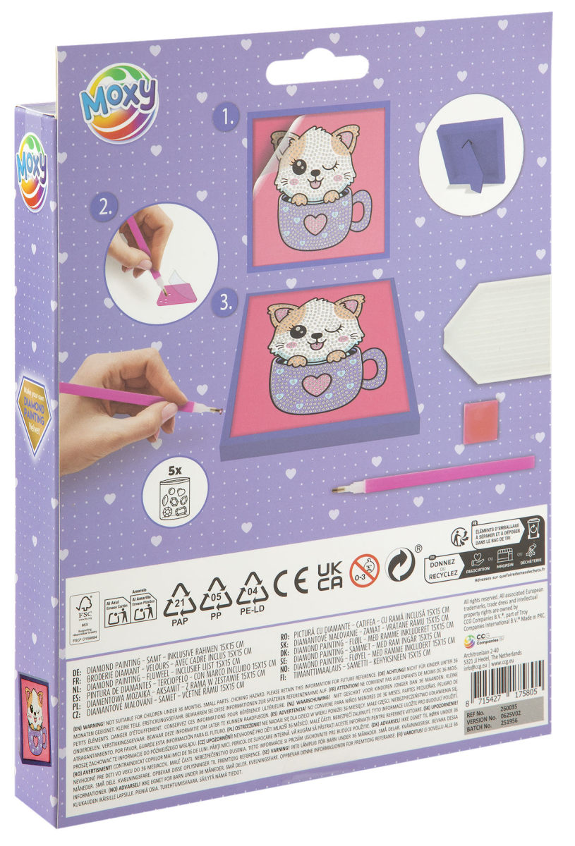Moxy Diamond painting velvet met frame 15x15cm assorti