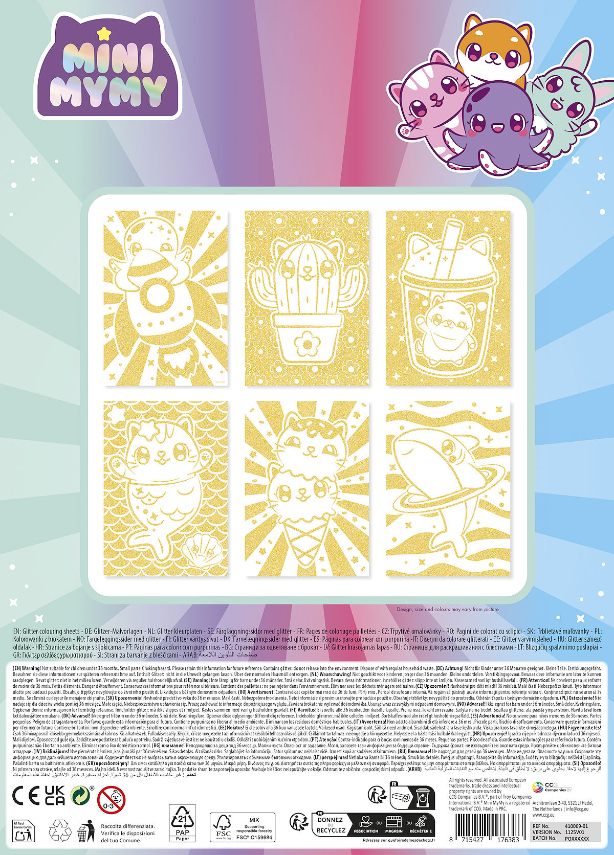 Mini MyMy Glitter paper kleuring A4 assorti
