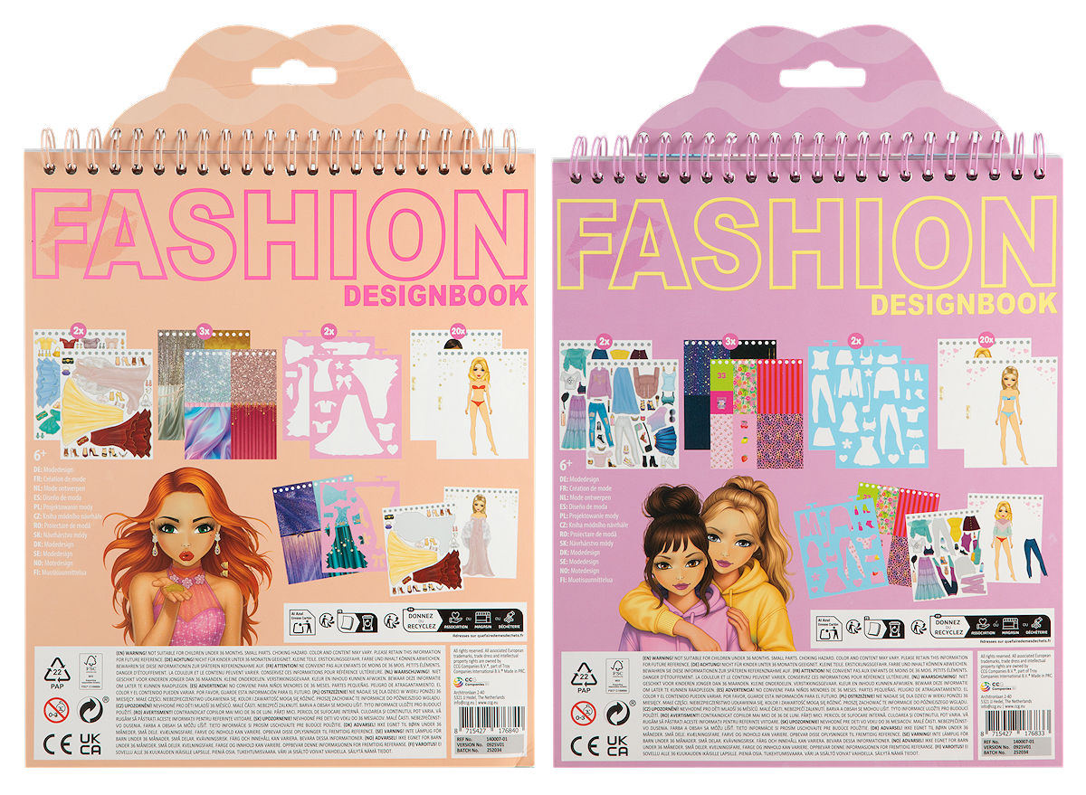 Besties Mode ontwerpboek neon 24x20cm assorti - 20vellen