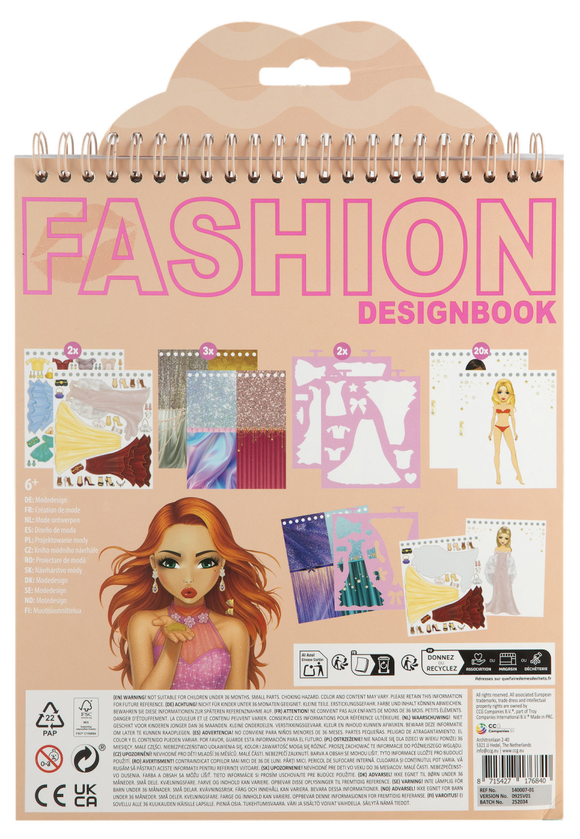 Besties Mode ontwerpboek neon 24x20cm assorti - 20vellen