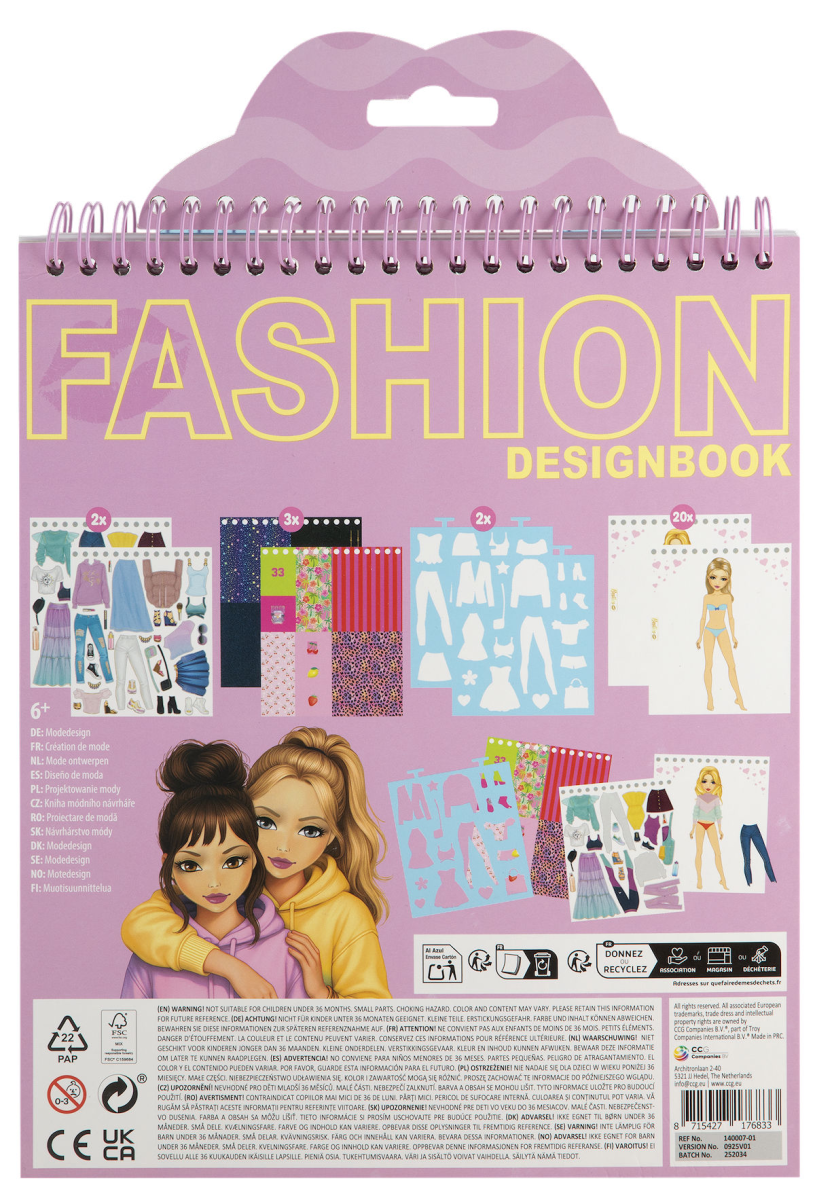 Besties Mode ontwerpboek neon 24x20cm assorti - 20vellen