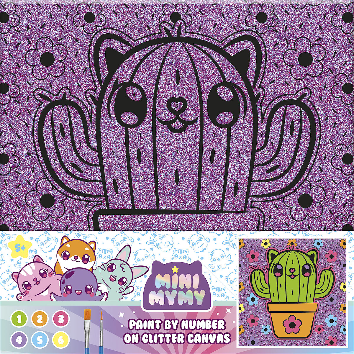 Mini MyMy Schilderen op nummer glitter canvas assorti