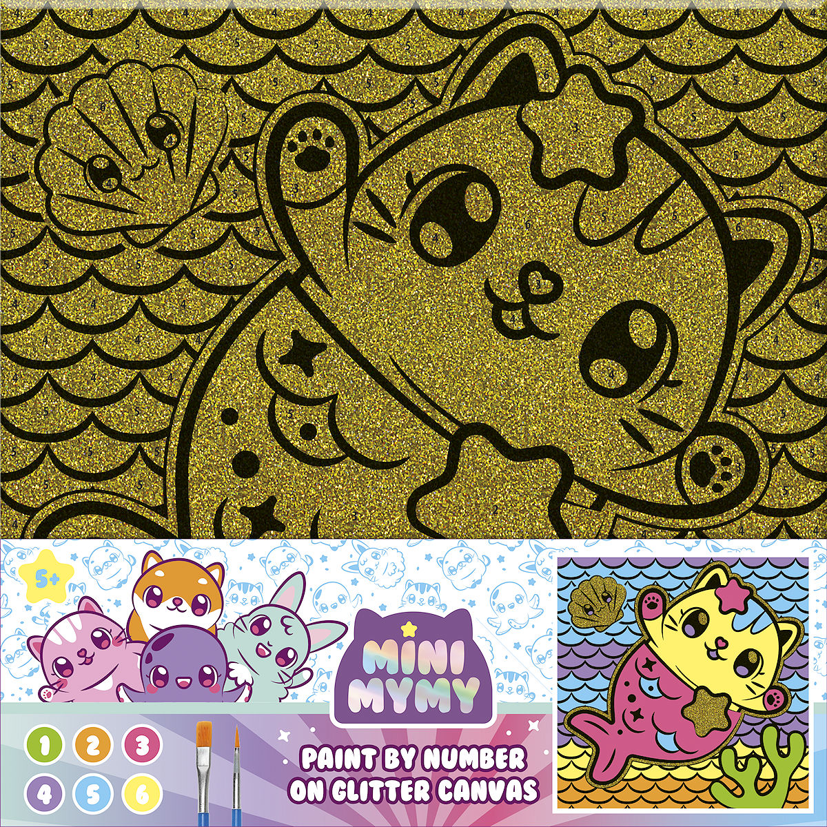 Mini MyMy Schilderen op nummer glitter canvas assorti