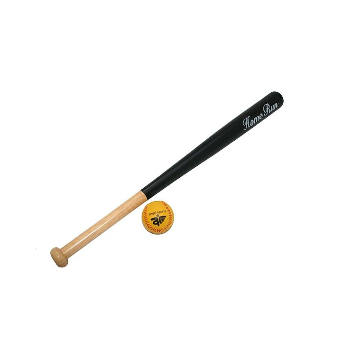 Honkbalbat 28" met 9"safety bal op blister naturel/zwart