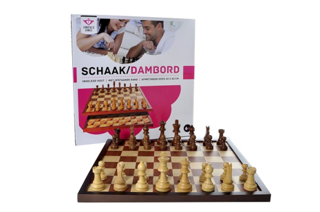 Schaak/dam bord 42cm in luxe doos