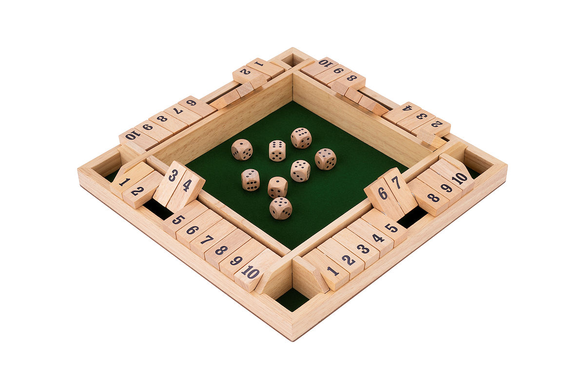 Shut the box (4 spelers) 29x29x3,5cm - Rubberhout