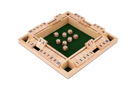 Shut the box (4 spelers) 29x29x3,5cm - Rubberhout