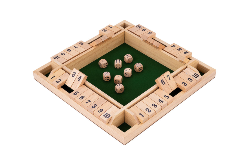 Shut the box (4 spelers) 29x29x3,5cm - Rubberhout