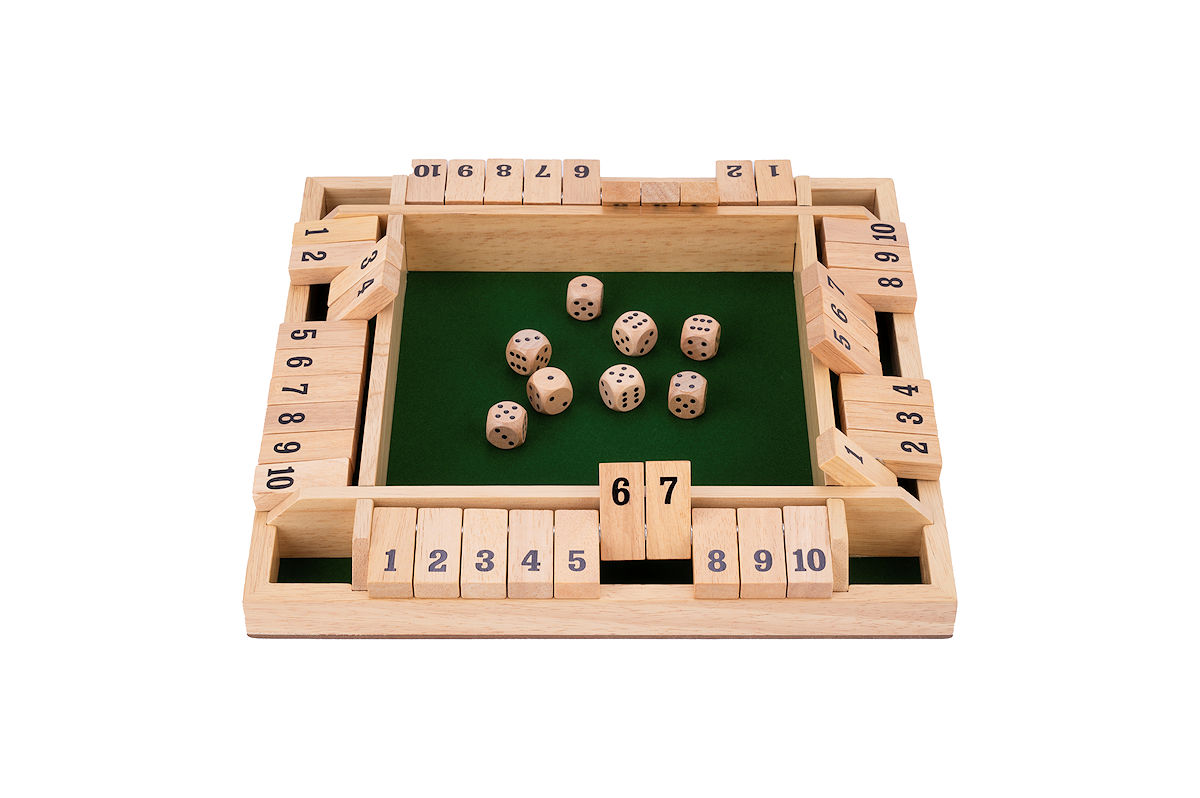 Shut the box (4 spelers) 29x29x3,5cm - Rubberhout
