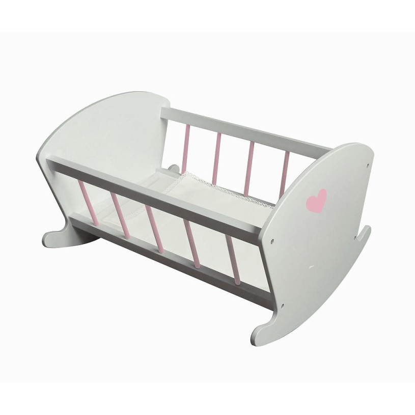 Poppen schommelbedje wit/roze 50x30x40cm