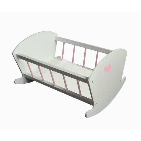 Poppen schommelbedje wit/roze 50x30x40cm