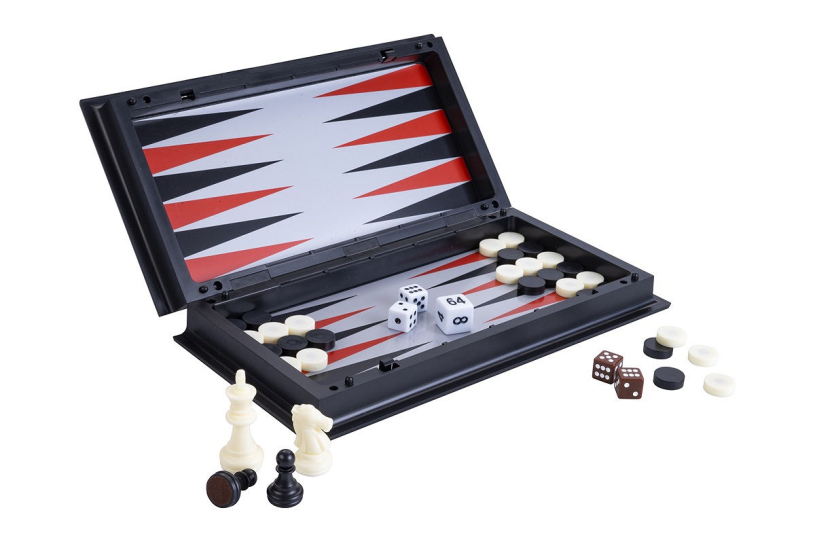 Longfield Reis schaak/backgammon magn opklapbaar 25x25cm