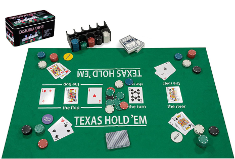 Pokerset met kaarten kleed en 200 chips (4 gram) in doos