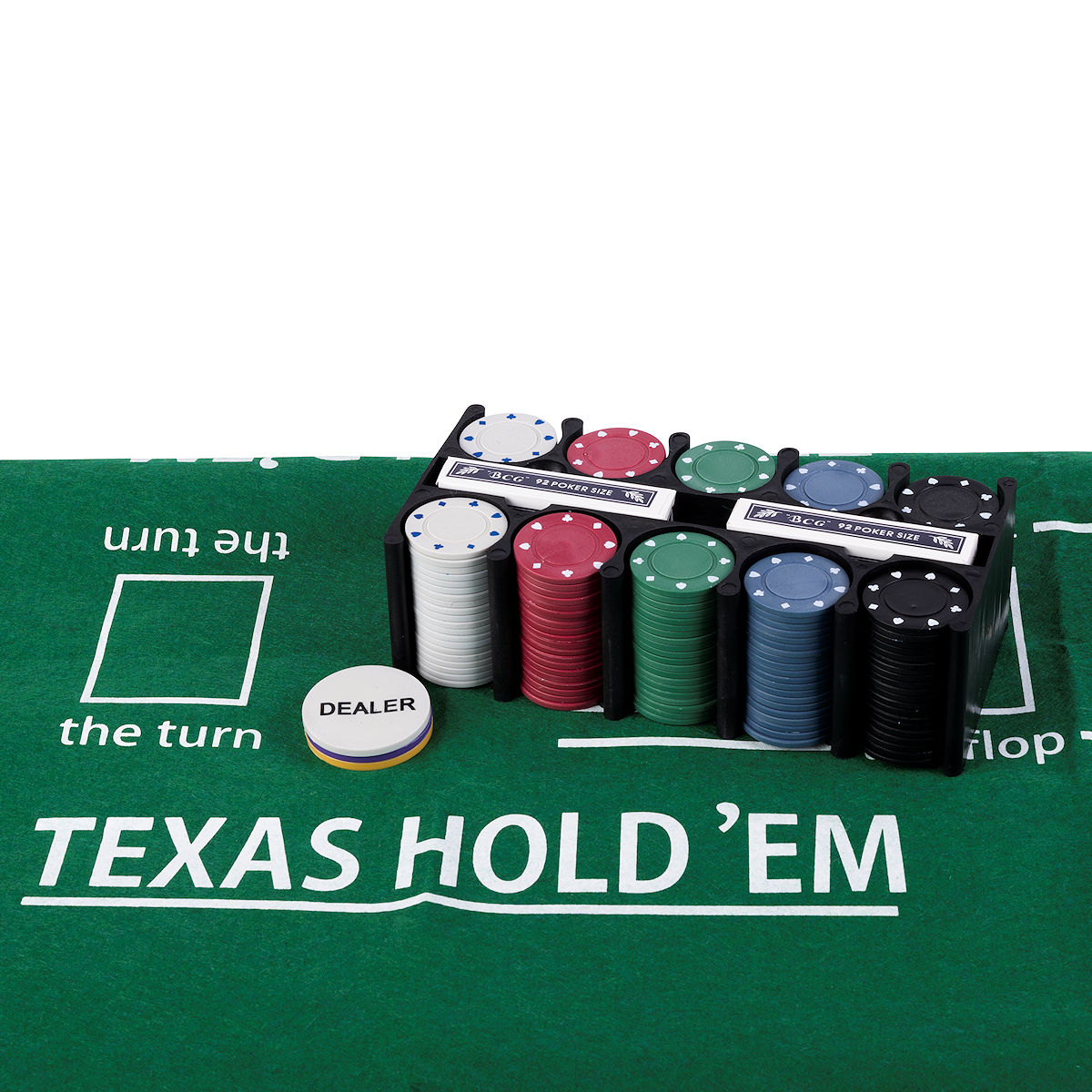 Pokerset met kaarten kleed en 200 chips (4 gram) in doos