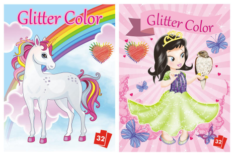 Kleurboek Glitter Color Pincess/Unicorn assortiment
