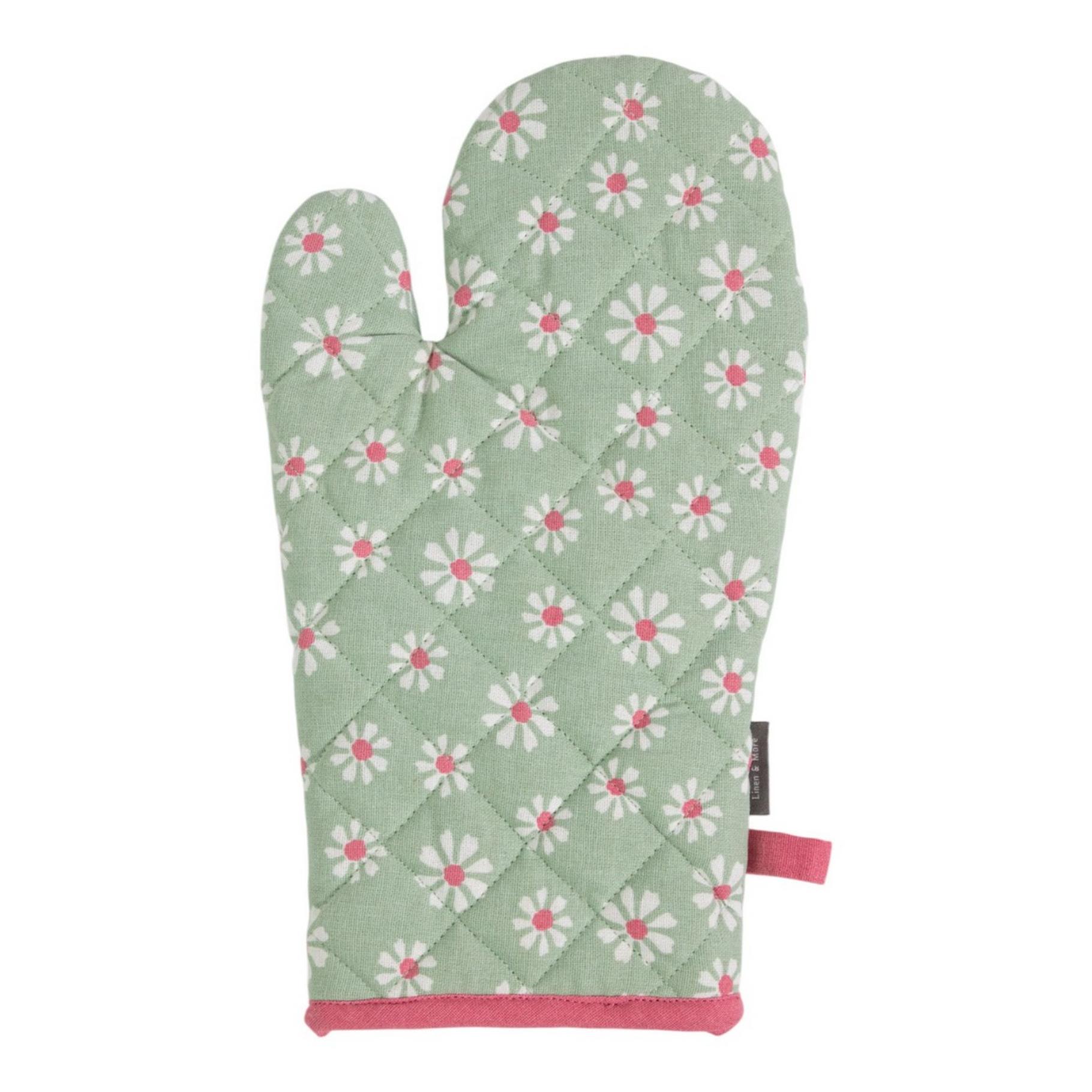 LM Keukenhandschoen 18x33cm - Daisy Flowers groen