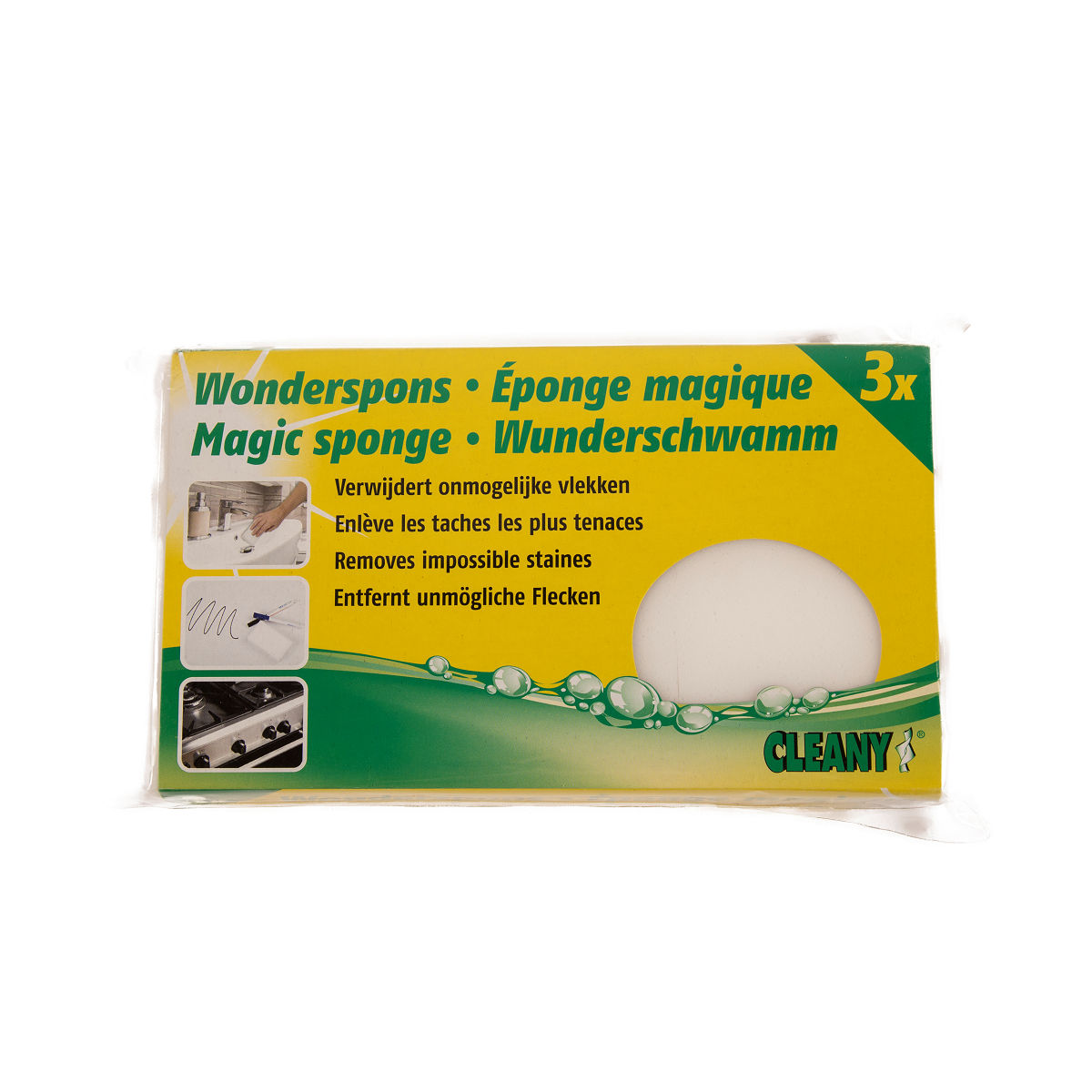 Cleany wonderspons melamine 3 stuks 110x64x28mm