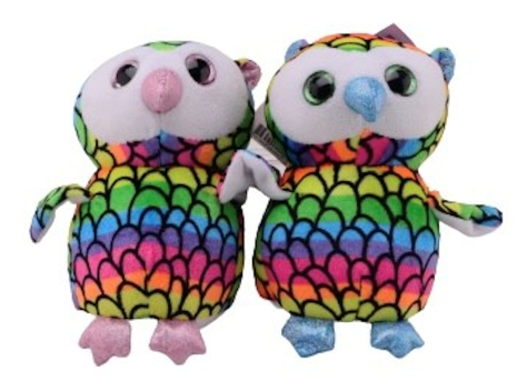 Pluche Uiltje 2 Assorti kleur met zuignap +/- 20cm