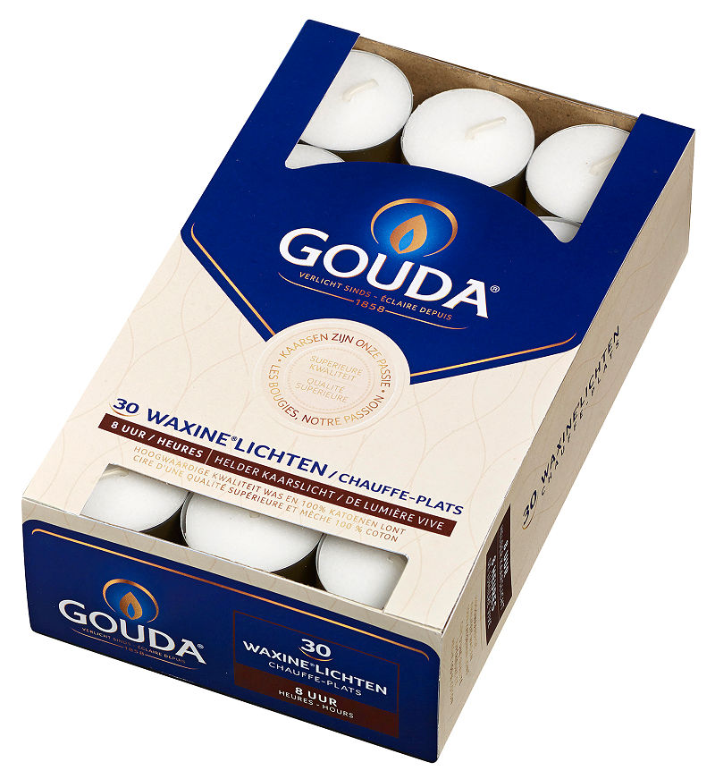 Gouda waxinelicht 8 uur box 30 wit