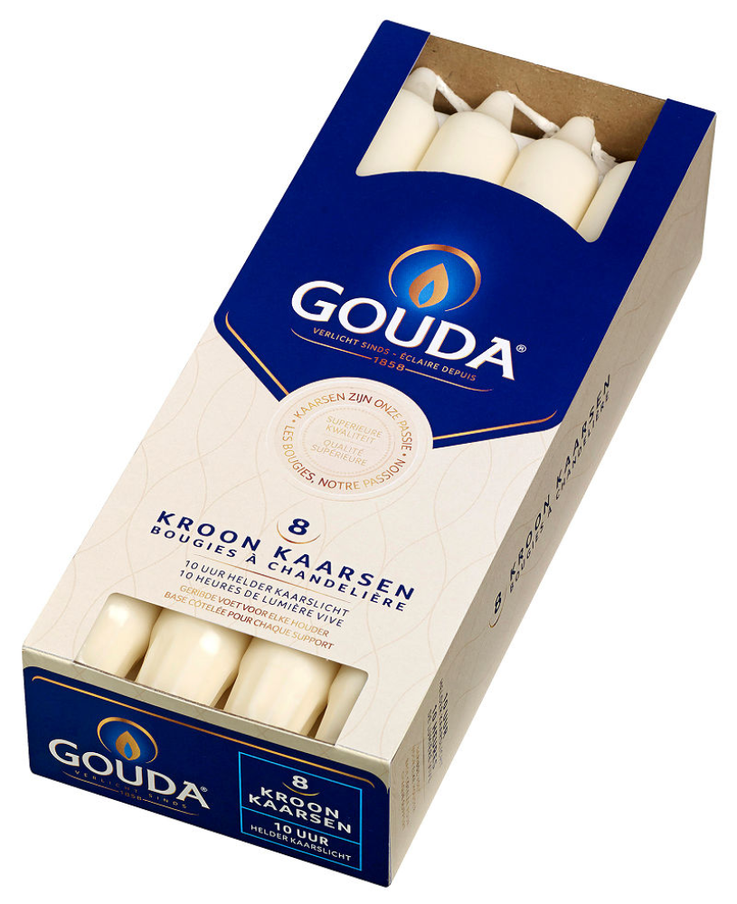 Gouda kroonkaars 240/24 doos 8 ivoor