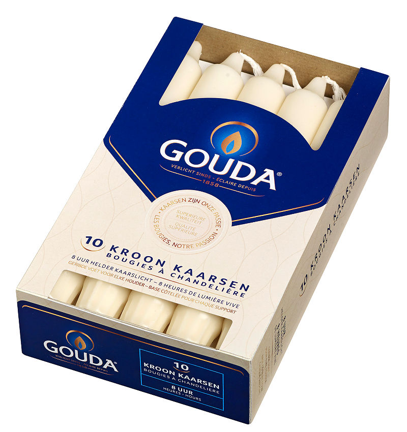 Gouda kroonkaars 200/24 doos 10 ivoor