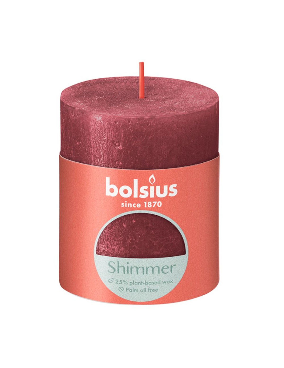 Bolsius Rustiek stompkaars Shimmer 80/68 - Red