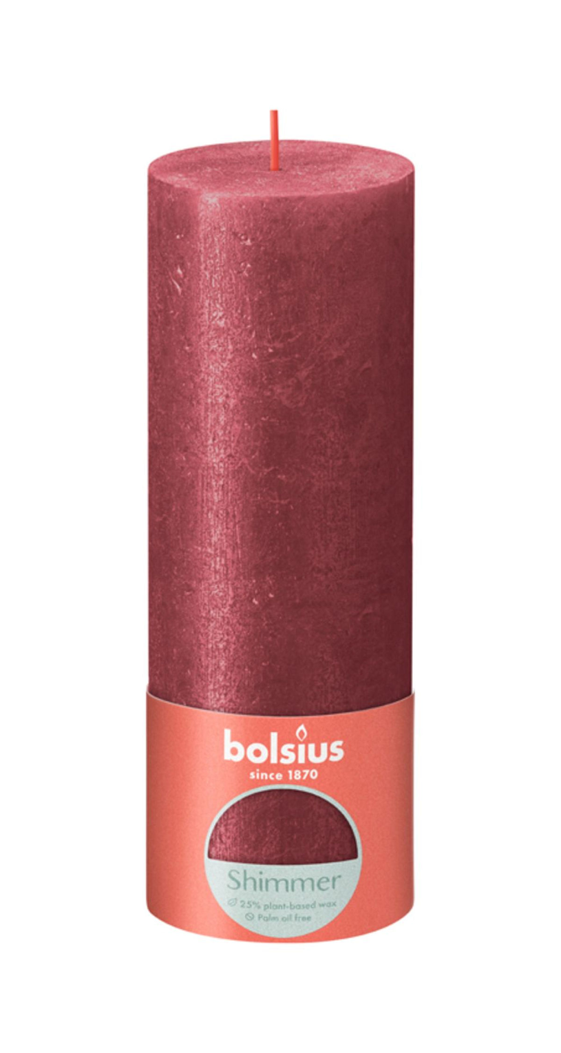 Bolsius Rustiek stompkaars Shimmer 190/68 - Red