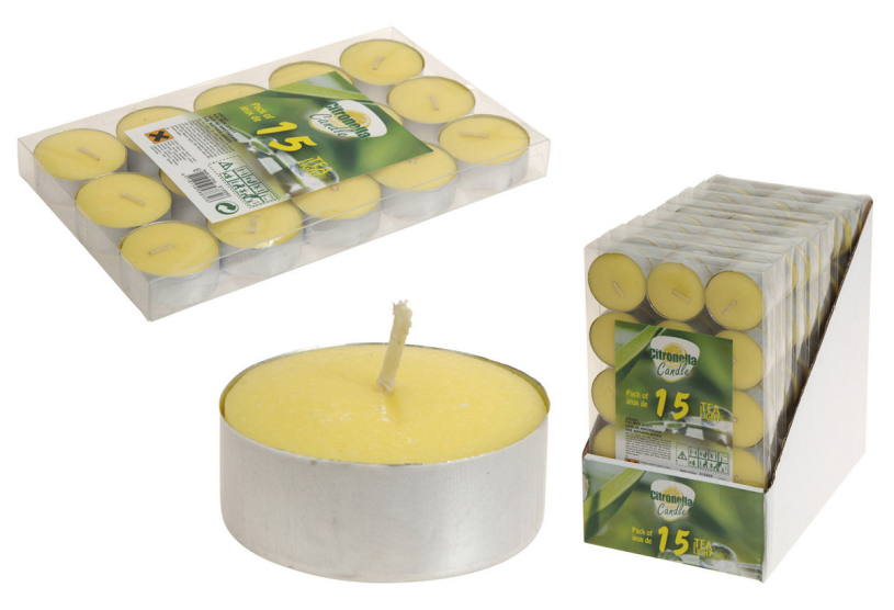 Theelicht citronella set 15 stuks