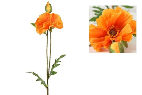 Countryfield Kunstbloem Papaver Vere licht oranje 64cm