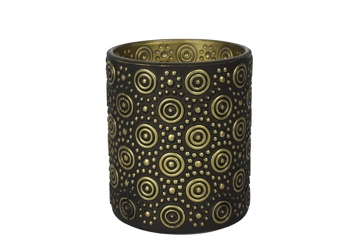 Countryfield Theelichth ro Hailey M zwart/goud 10cm