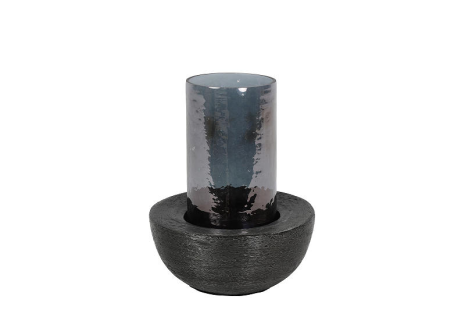 Countryfield Theelichthouder Arlette M geborsteld zwart 22cm