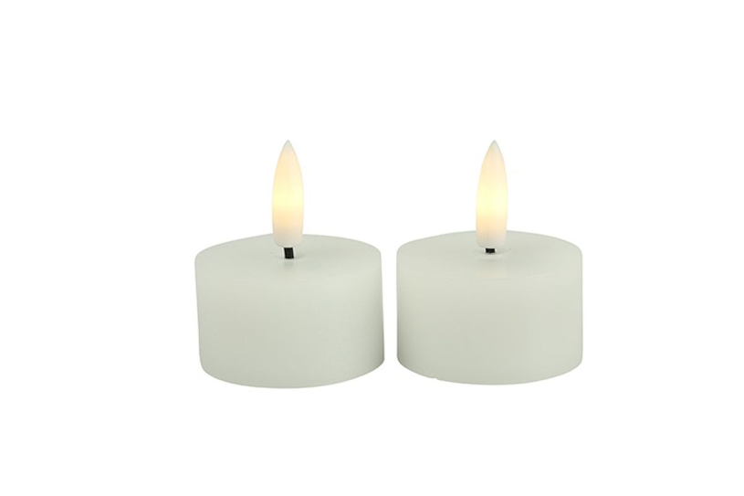 Countryfield LED Theelicht rustiek 4cm 2 stuks - wit