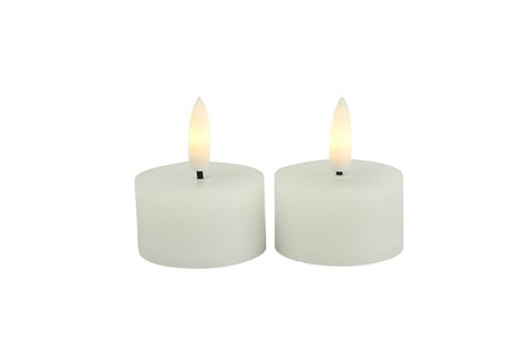 Countryfield LED Theelicht rustiek 4cm 2 stuks - wit