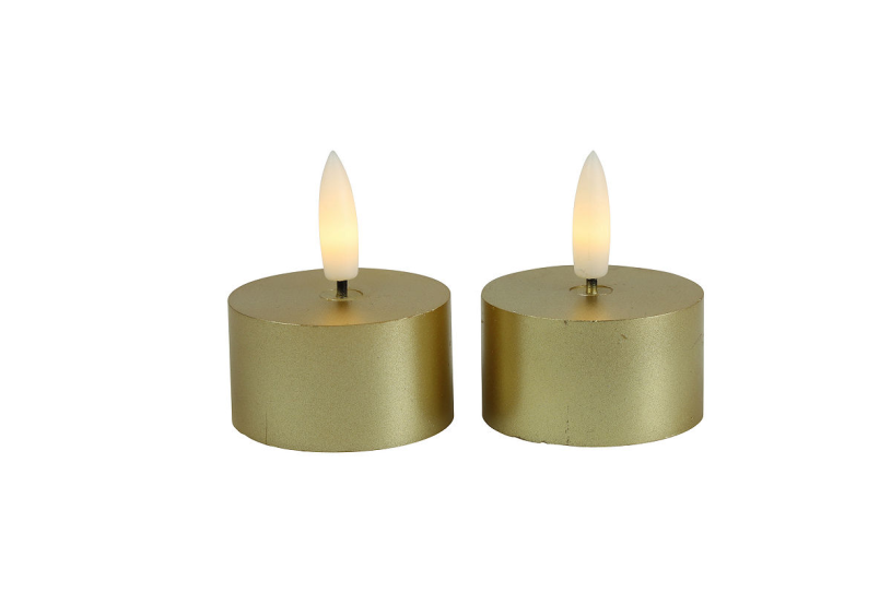 Countryfield LED Theelicht rustiek 4cm 2 stuks - goud