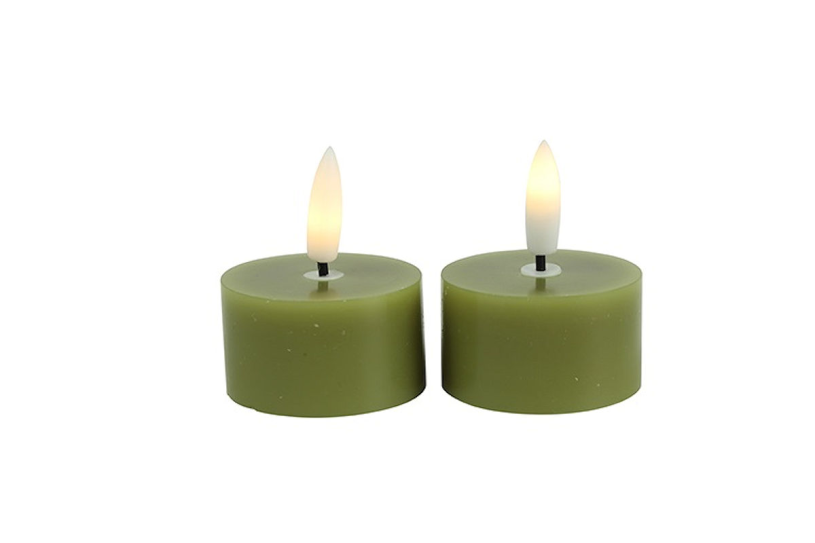 Countryfield LED Theelicht rustiek 4cm 2 stuks - l.groen