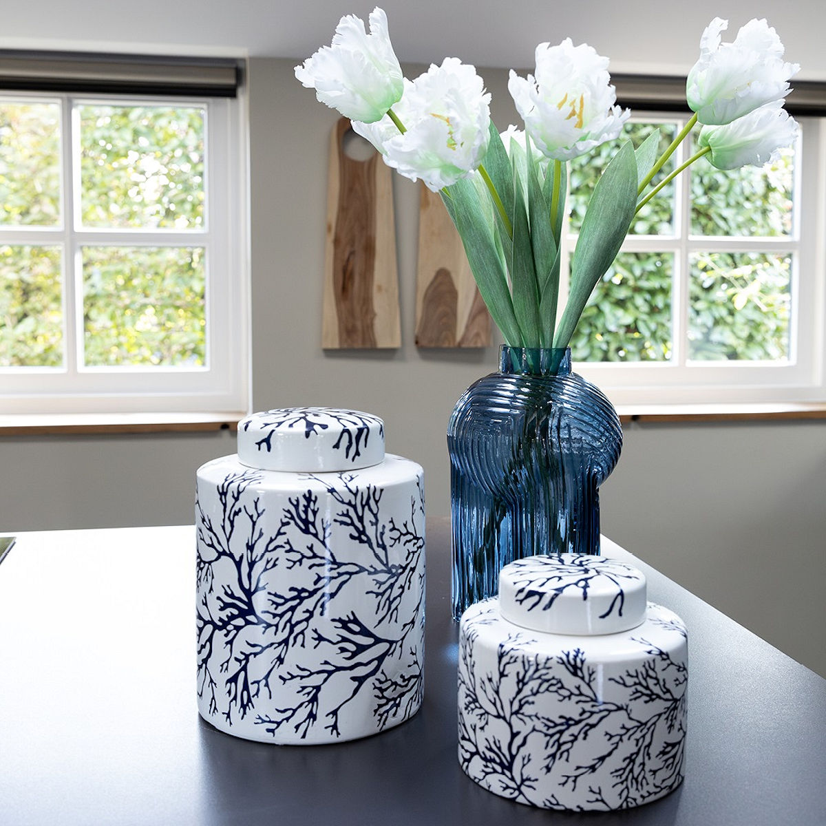 Countryfield Countryfield Vaas ro Ledger L d.blauw 30cm