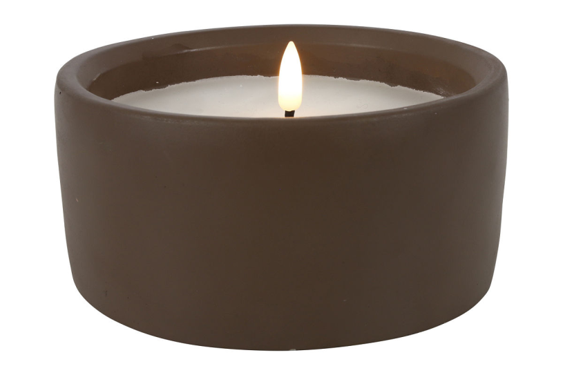 Countryfield LED kaars in pot M 15x8cm - bruin