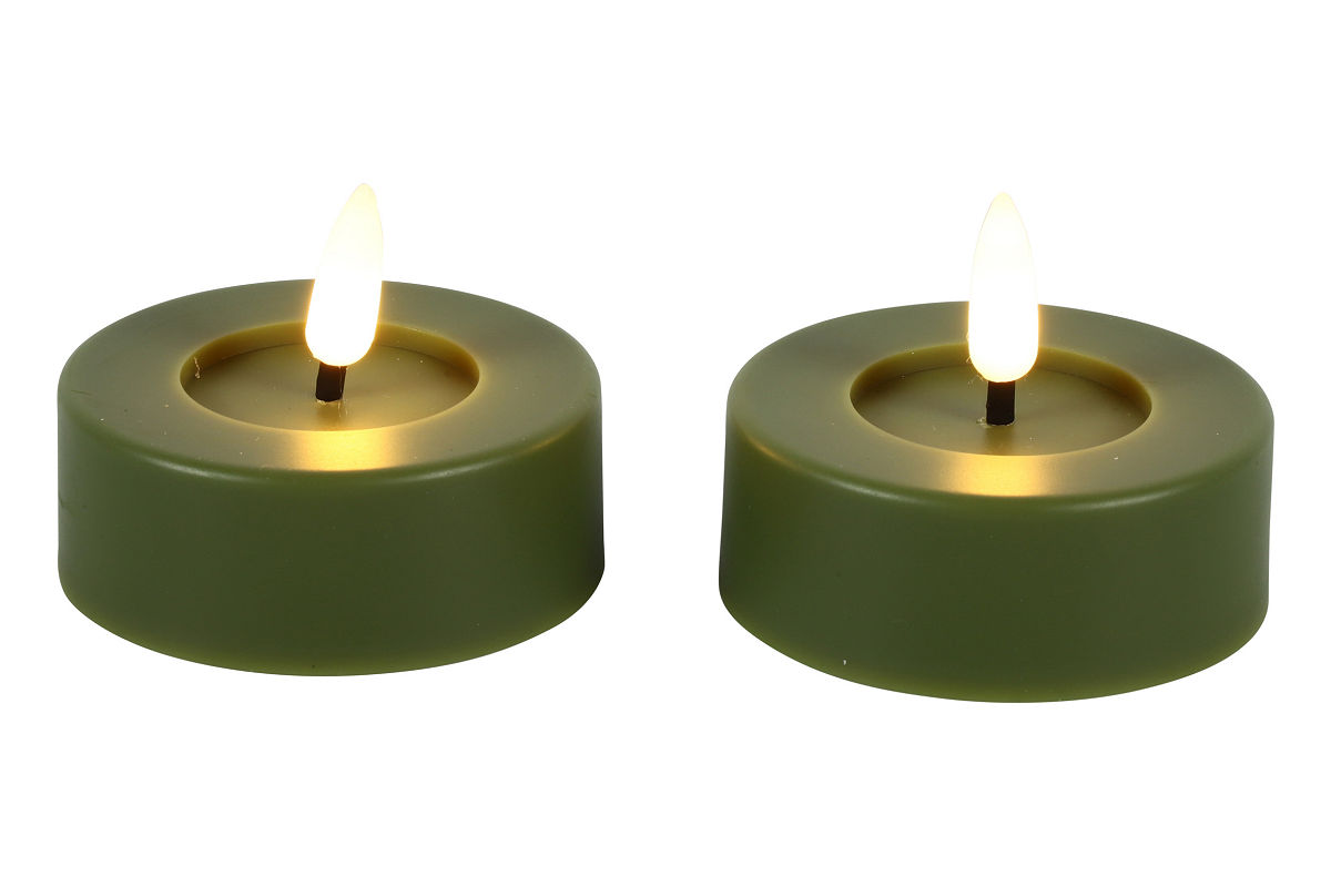 Countryfield LED Theelicht Maxi rustiek cm 2 stuks - l.groen